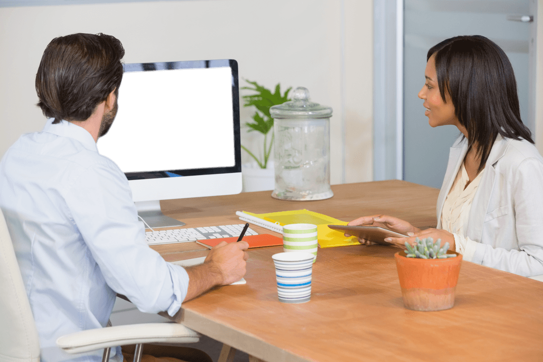 Transparent Screen Mockup for Office Video Conference