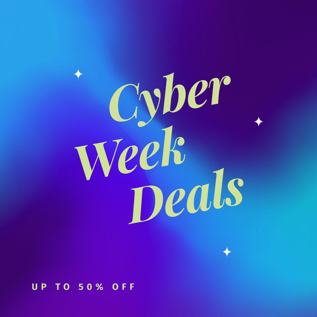Cyber Week Sale Advertisement on Vibrant Gradient Background