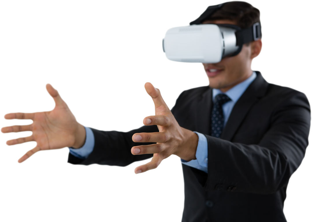 Businessman Enthusiastically Experiencing Virtual Reality with Glasses - Download Free Stock Images Pikwizard.com