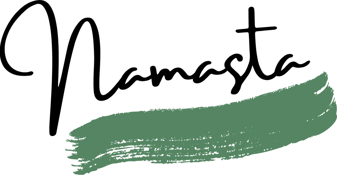 Namaste Script with Green Brushstroke Transparent Background