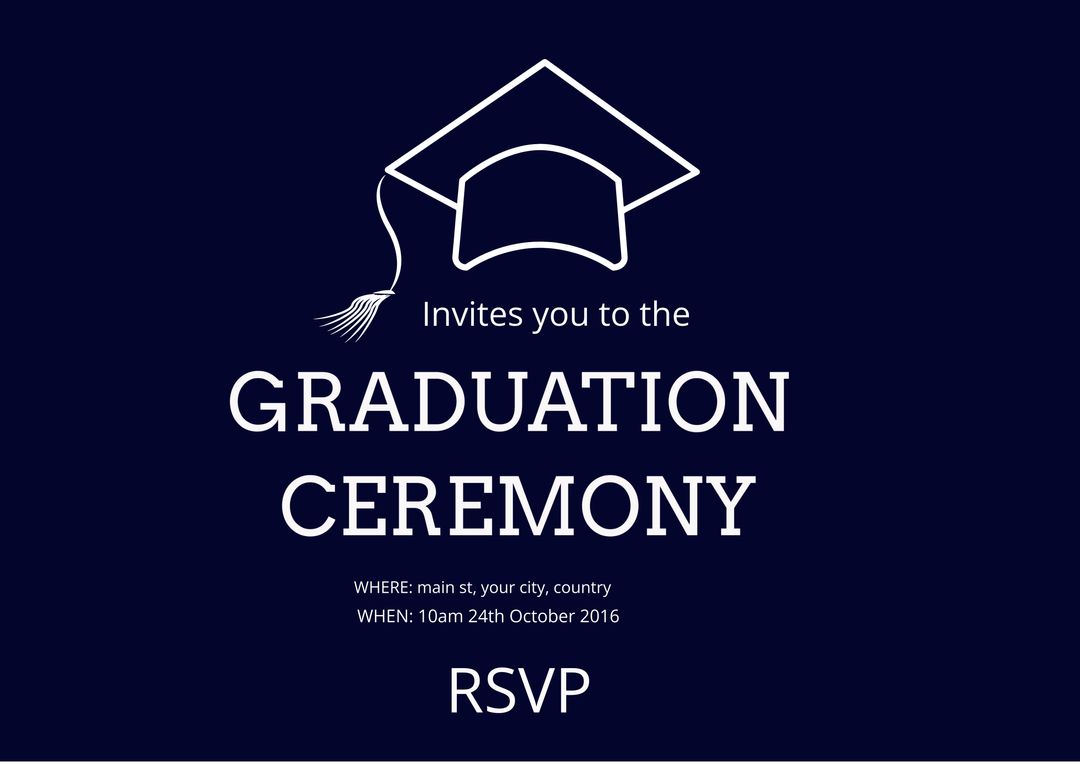 Elegant Graduation Ceremony Invitation Card with Cap Icon