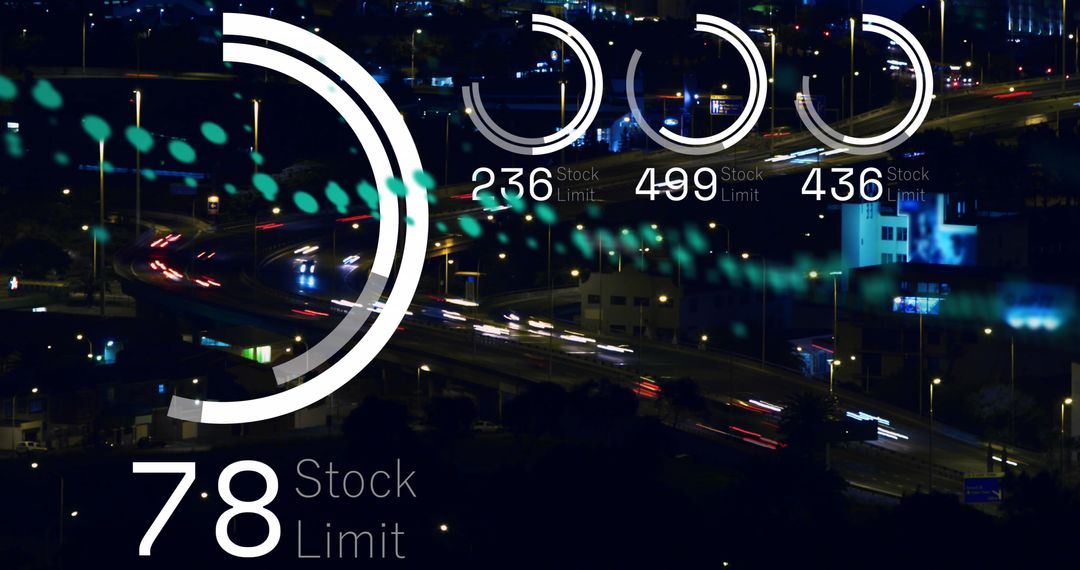 Futuristic Interface City Lights and Data Display