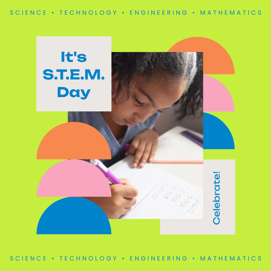 Biracial Schoolgirl Celebrating International STEM Day