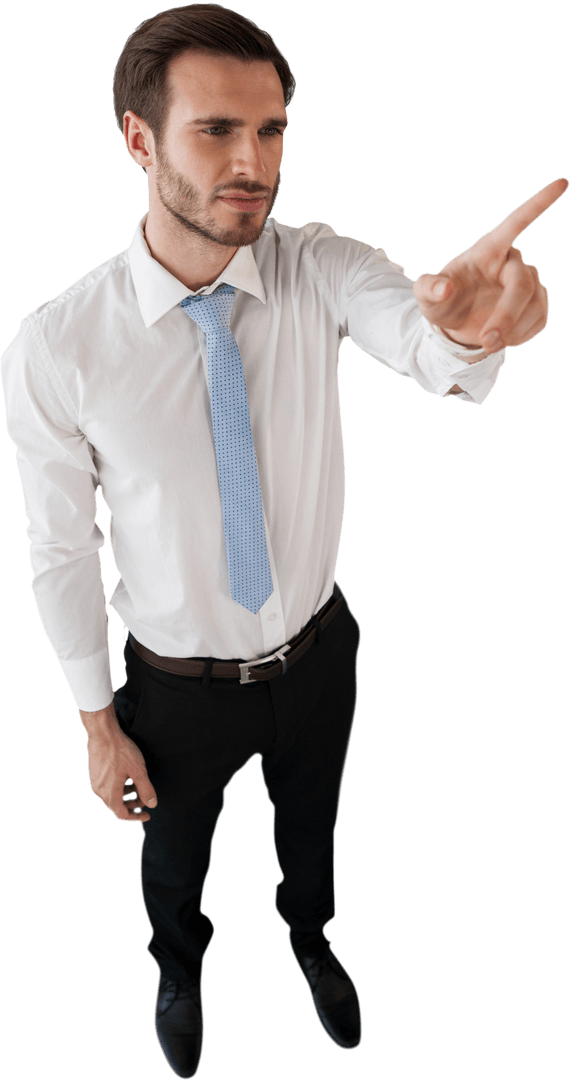 Confident Businessman Using Transparent Interface for Technology Concept