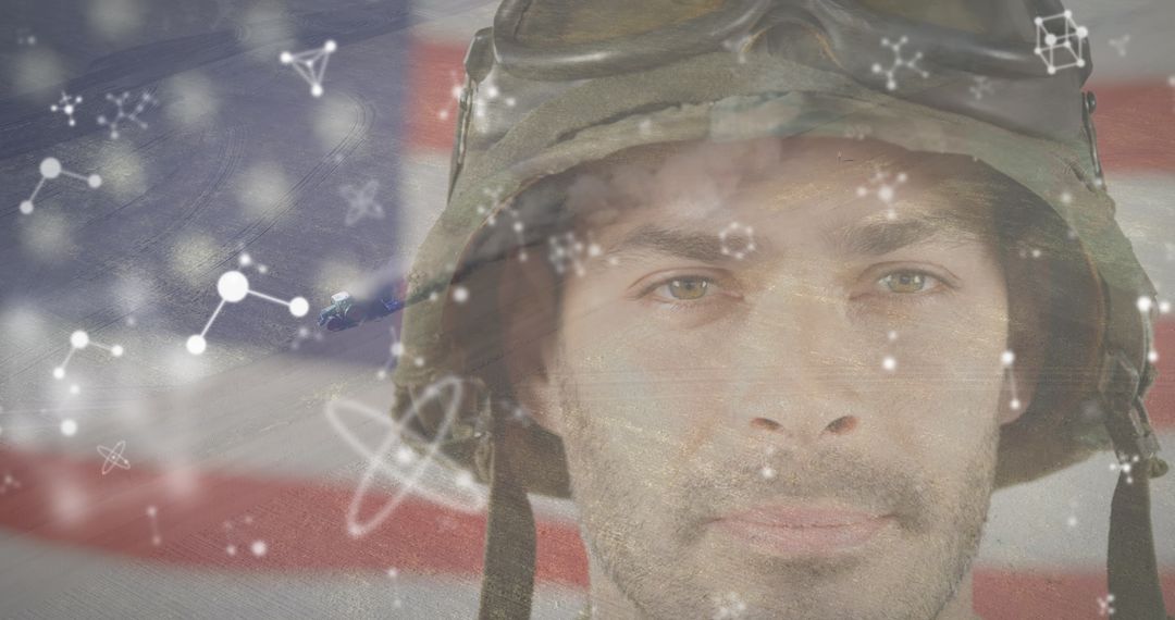 Portrait of Confident Army Soldier with National Flag Overlay