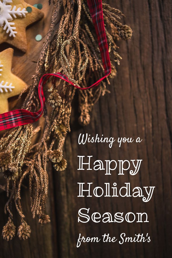 Festive Holiday Cookies with Tartan Ribbon and Golden Touch