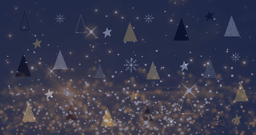 Festive Christmas Trees with Stars and Snow Background