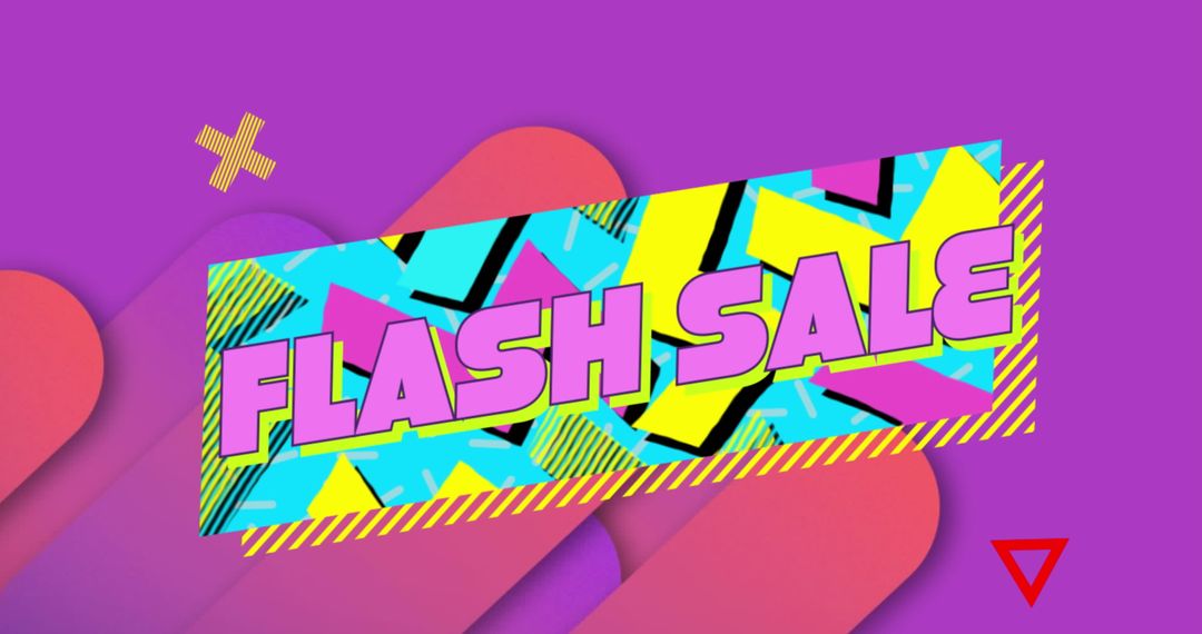 Flash Sale Announcement on Retro Vibrant Background