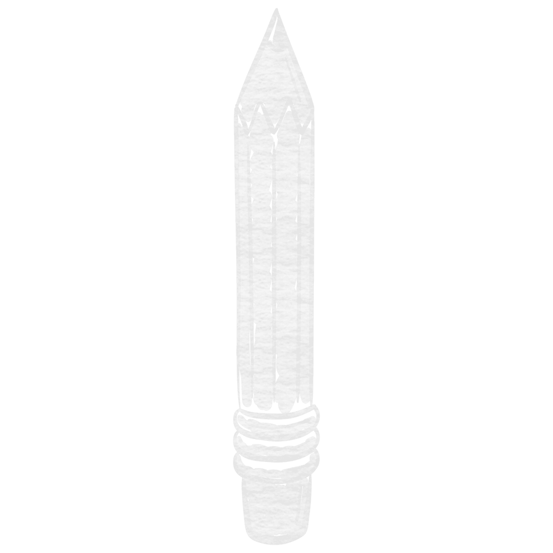 White Pencil Illustration on Transparent Background