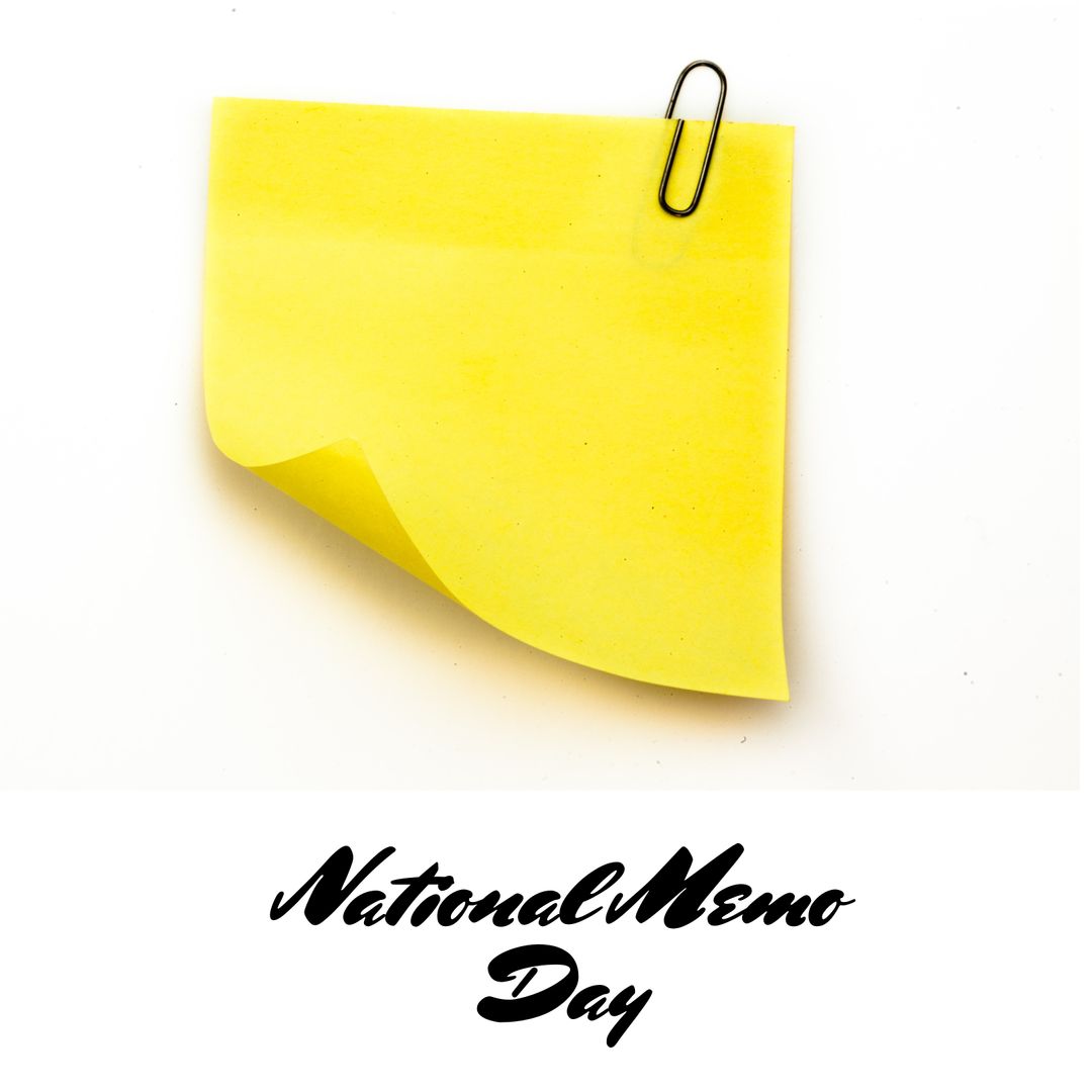 Yellow Sticky Note with Clip Celebrating National Memo Day