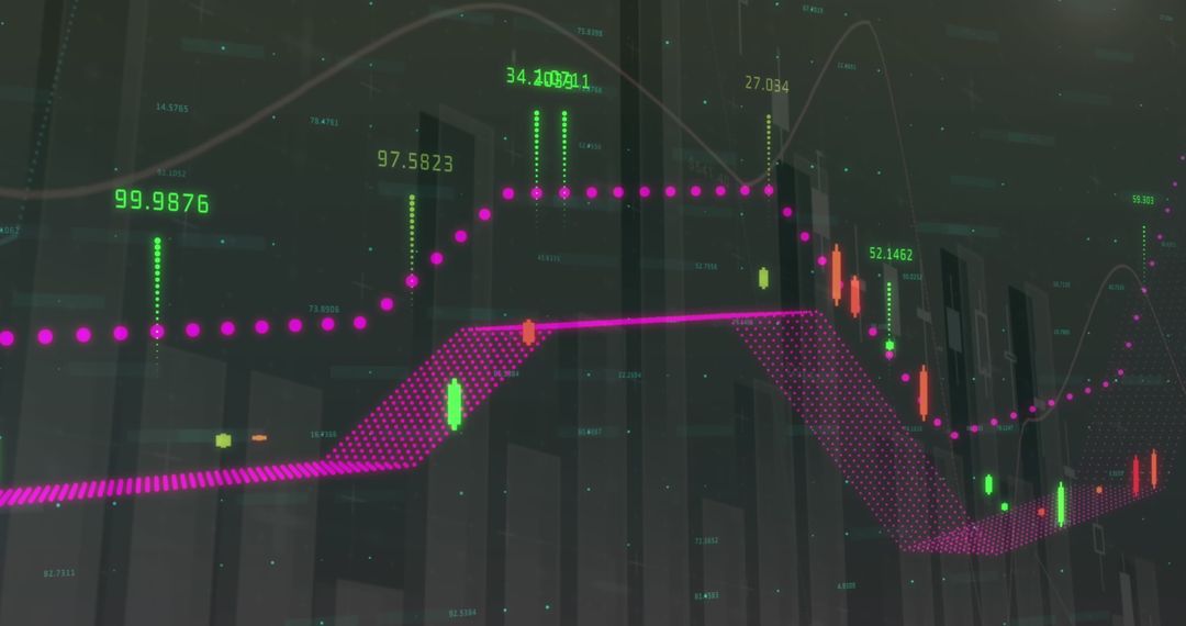 Dynamic Financial Graphs Display on Dark World Map Background