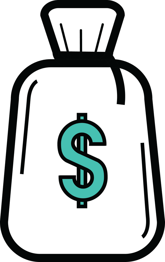 Digital Illustration of Money Bag on Transparent Background