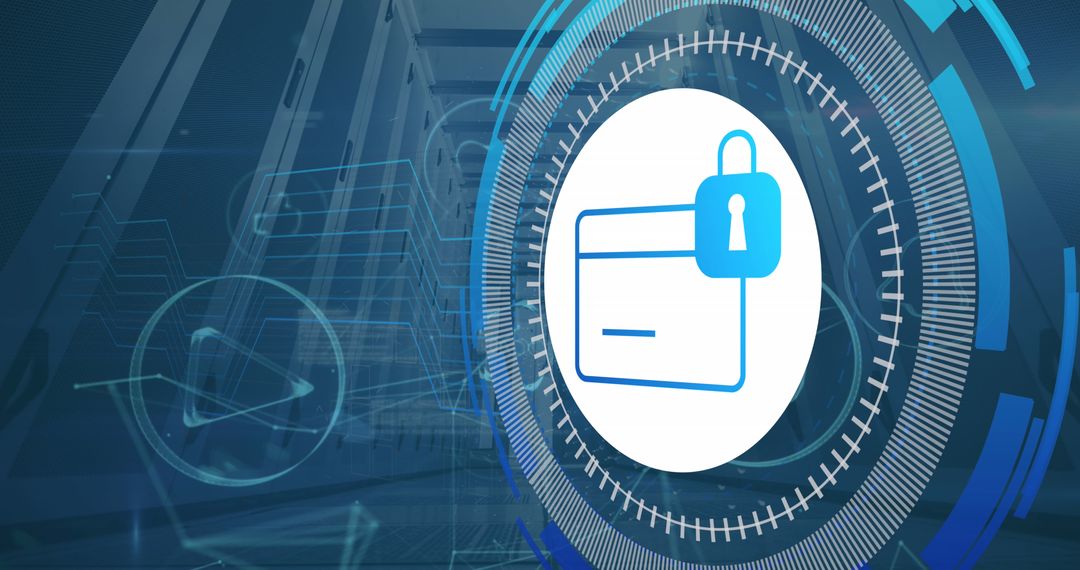 Secure Digital Payment Icon Over Server Background