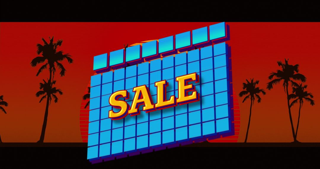 Vintage-style Animation with SALE Text and Palm Trees