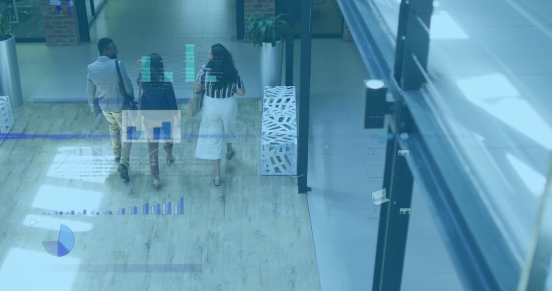 Business People Analyzing Digital Financial Interface