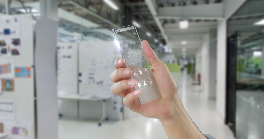Person Holding Transparent Smartphone Demonstrating Futuristic Technology