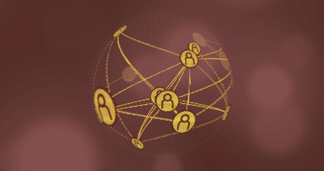 Global Network of Profile Icons on Virtual Sphere