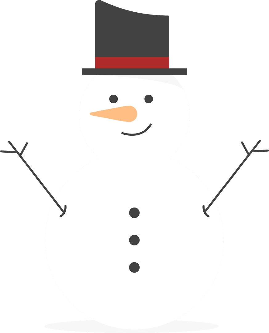 Whimsical Snowman with Top Hat on Transparent Background