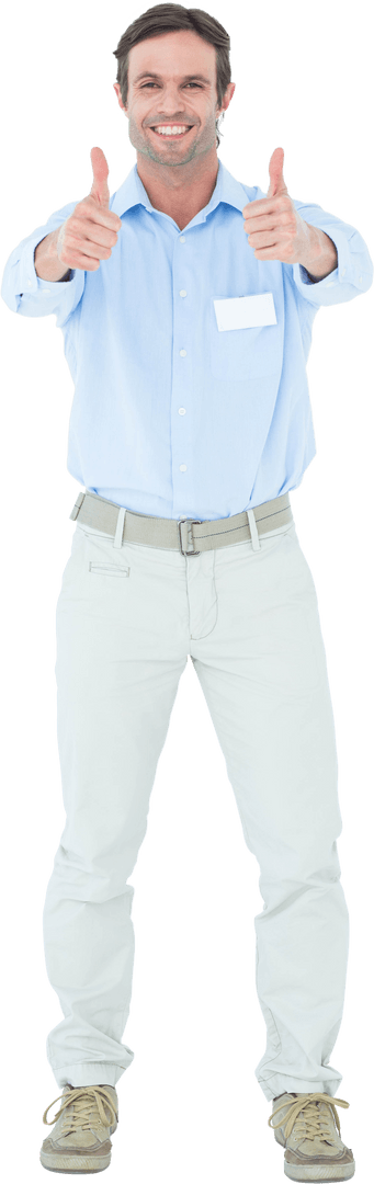 Confident Man Giving Thumbs Up on Transparent Background