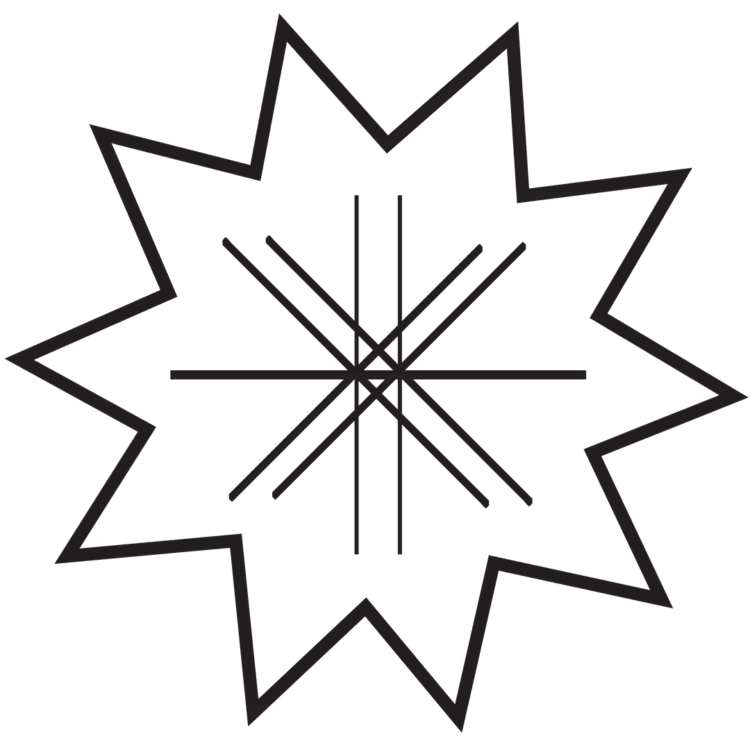 Geometric Star with Intersecting Lines on Transparent Background