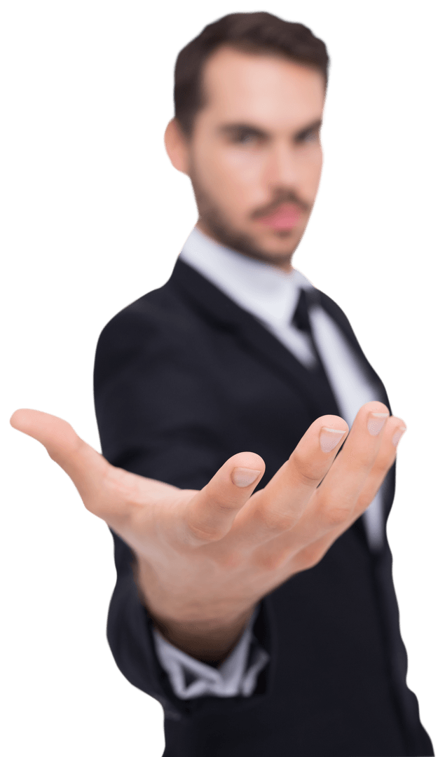 Businessman Offering Hand with Transparent Background