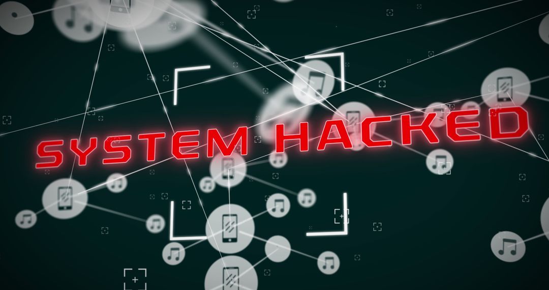System Hacked Warning Signal with Digital Icons