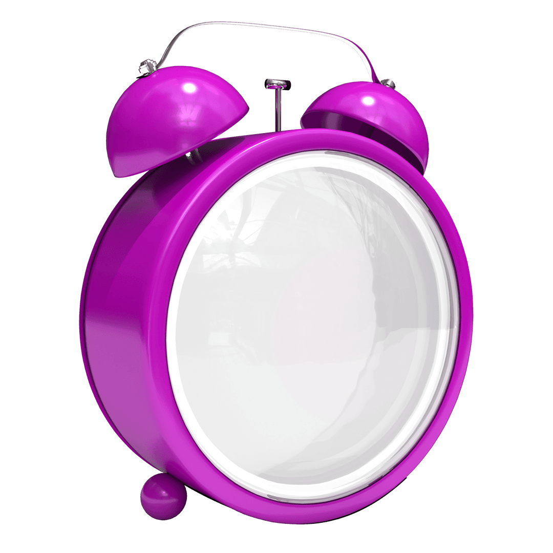 Transparent Pink Twin Bell Alarm Clock on White Background