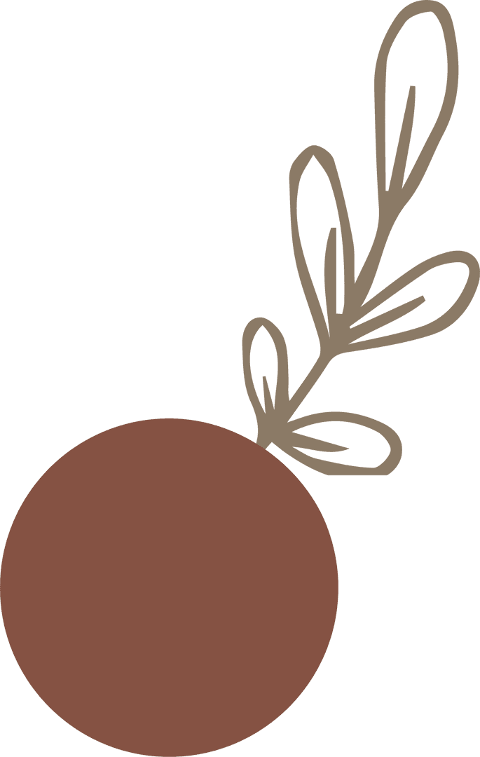 Transparent Flat Brown Circle with Decorative Botanical Branch