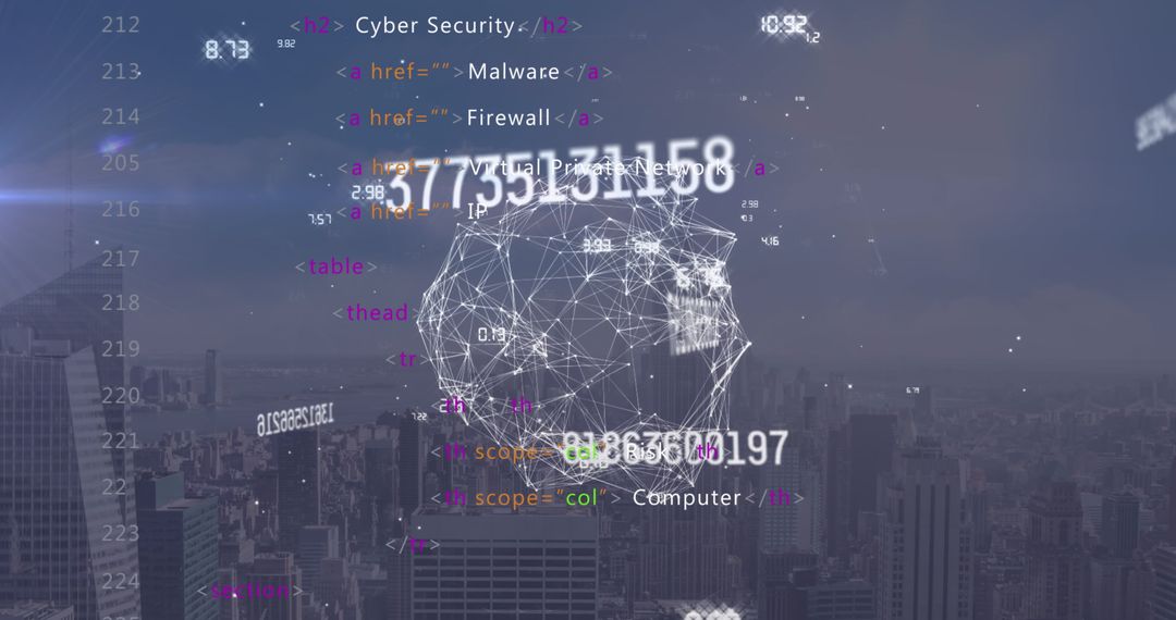 Digital Cybersecurity Concept Over Urban Skyline