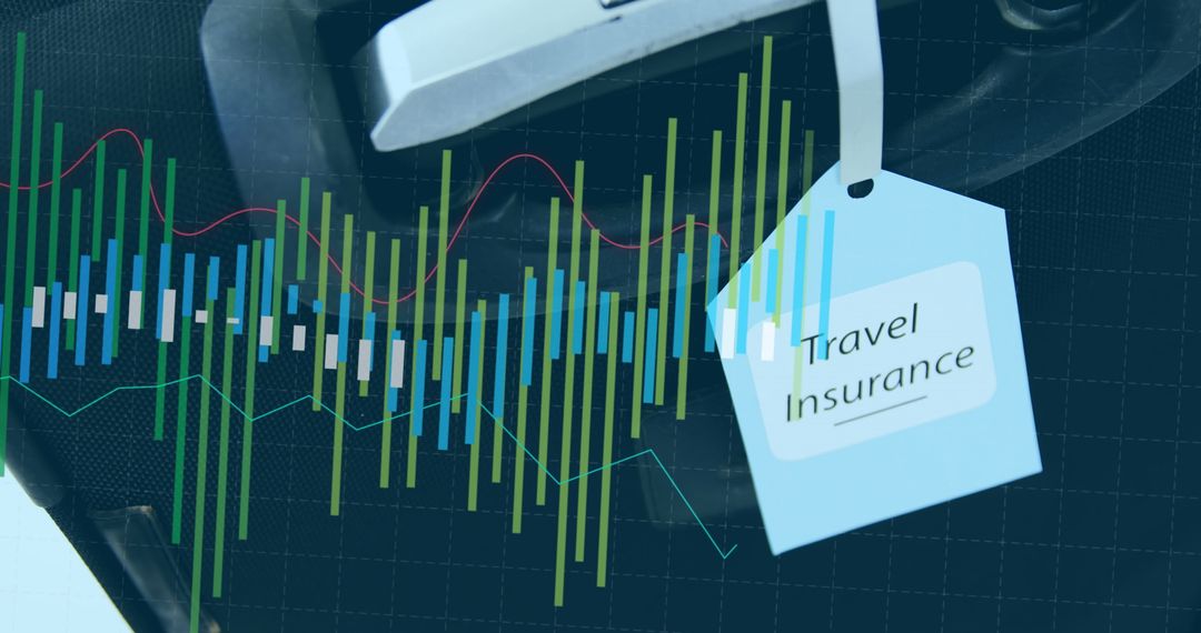 Travel Insurance Concept with Graph Overlay on Luggage Tag