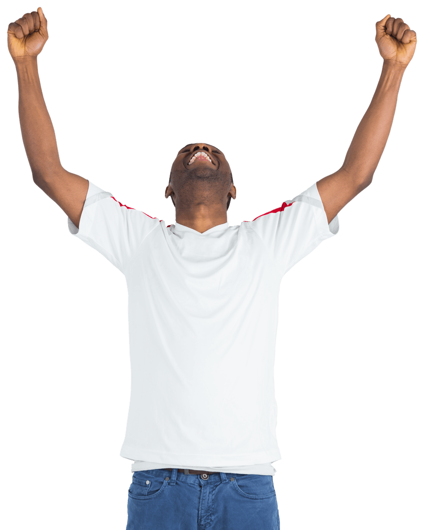 Transparent Image of Excited Football Fan Cheering Victory