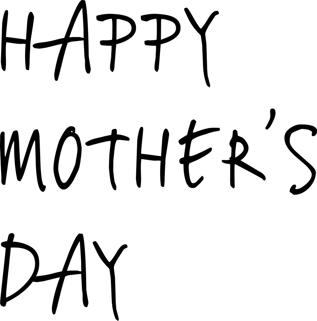 Happy Mother's Day Transparent Text Design with Floral Elements