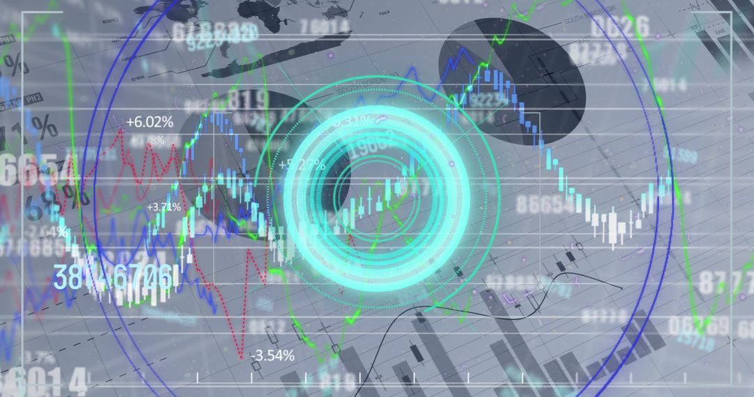 Futuristic Digital Finance Data with Blue Circular Scanner Interface