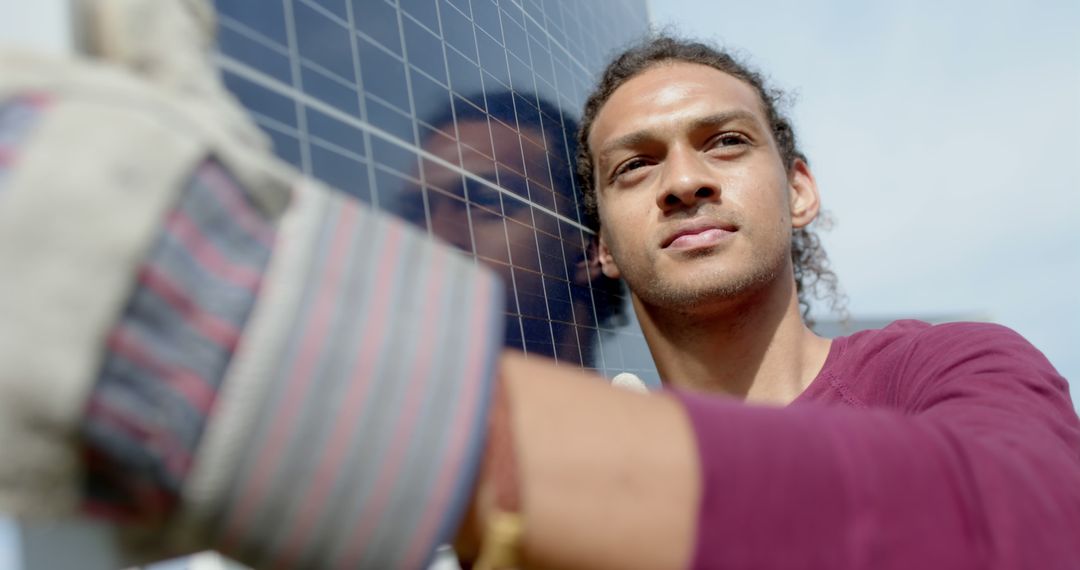 Engineer Installing Solar Panel in Bright Sunlight - Free Images, Stock Photos and Pictures on Pikwizard.com