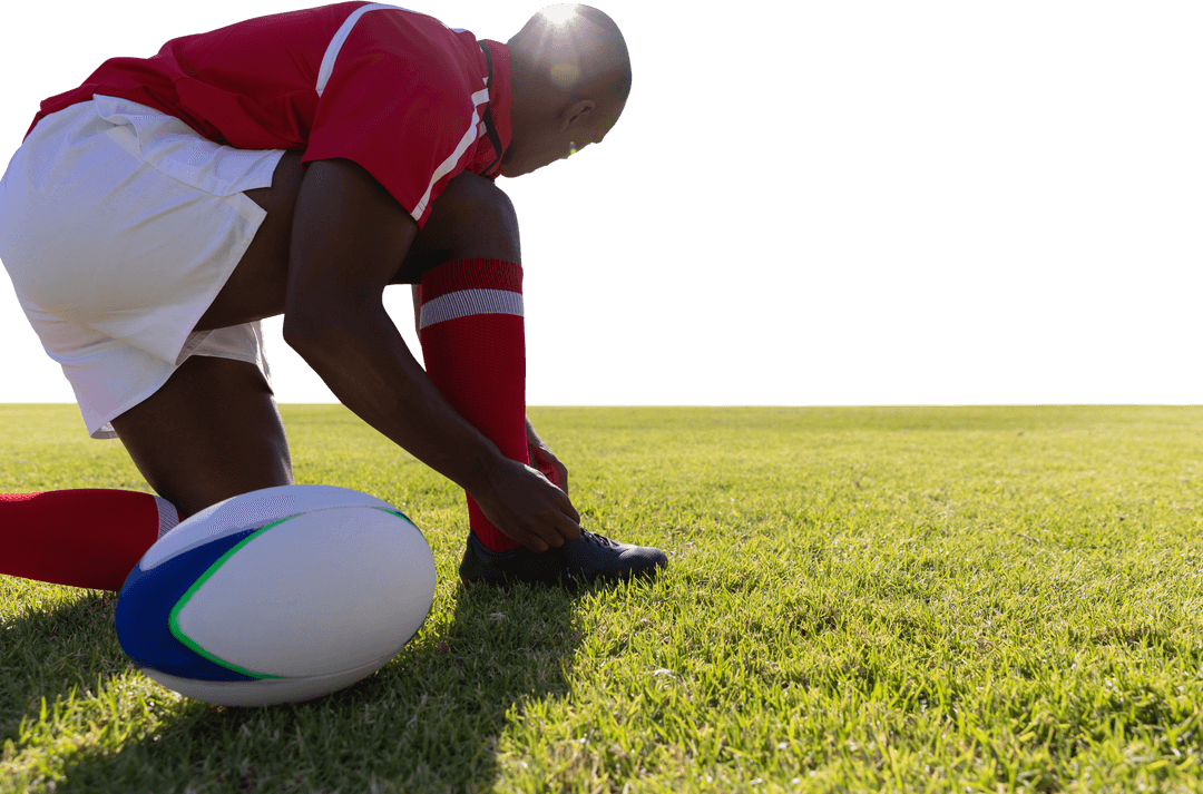 Transparent Athlete Preparing for Game on Rugby Field