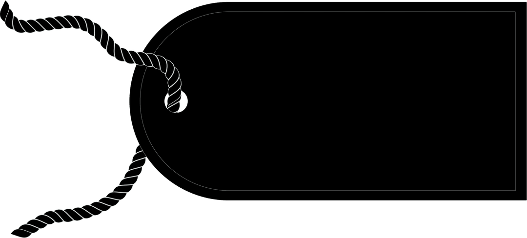 Transparent Black Tag with Rope on Isolated Background