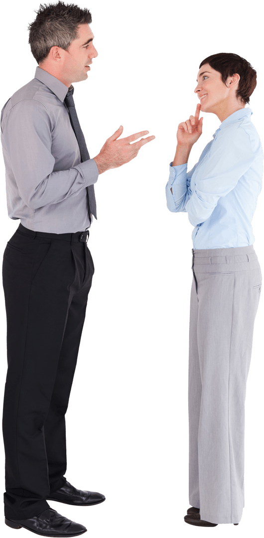 Business Professionals Engaging in Discussion on Transparent Background