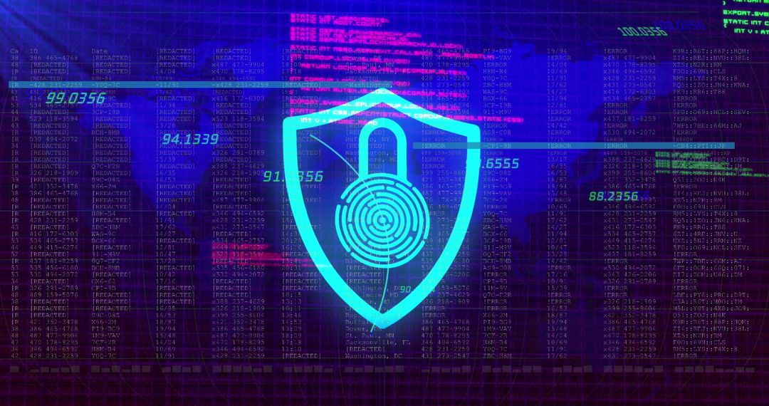 Cybersecurity Concept with Digital Shield and Fingerprint