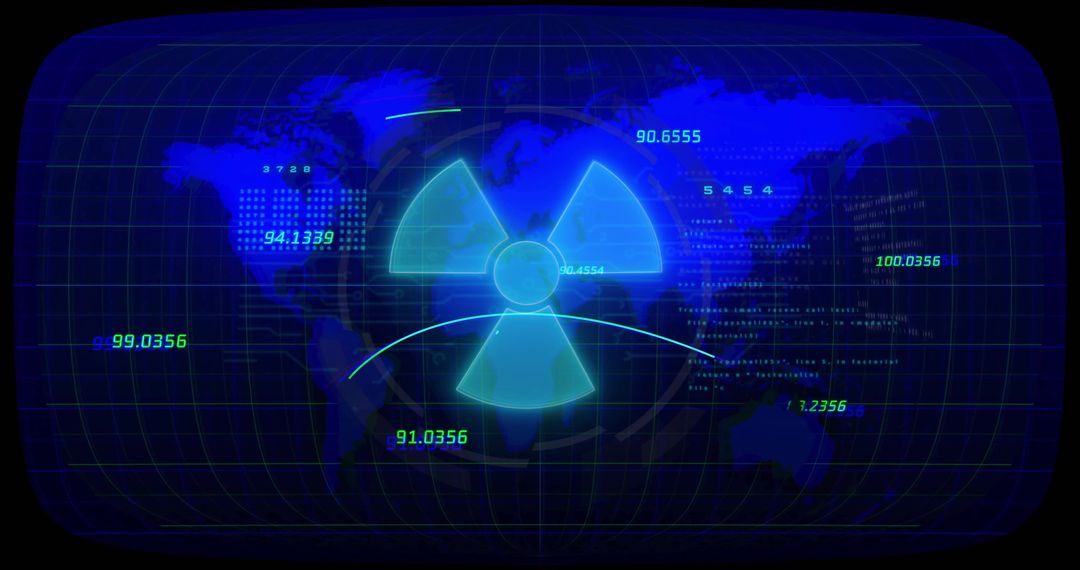 Futuristic Digital Interface with Radiation Hazard Symbol