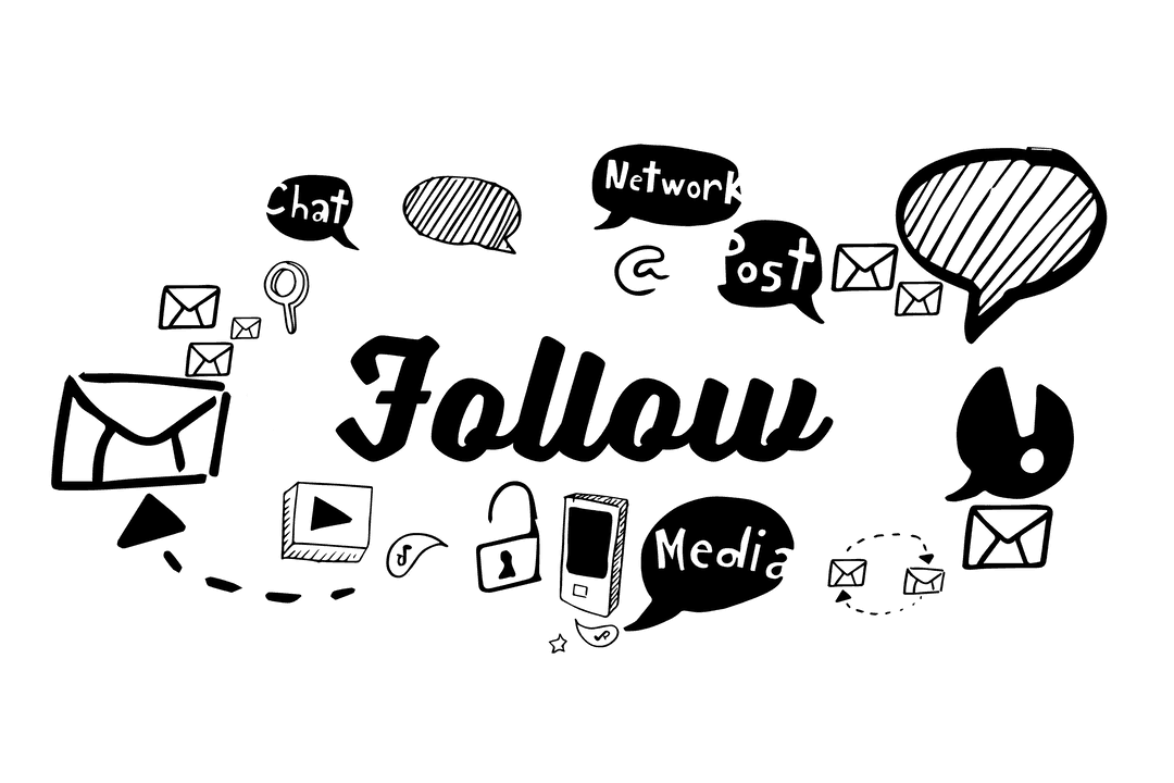 Transparent Follow Text Icon for Social Media Concepts