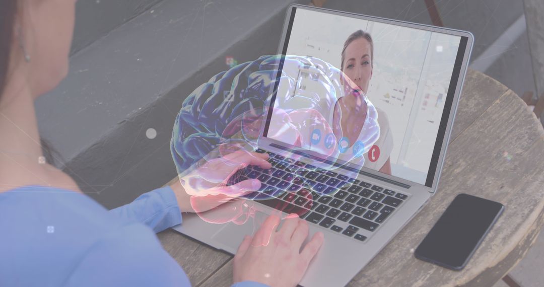 Woman in Virtual Meeting on Neuroscience Discussion