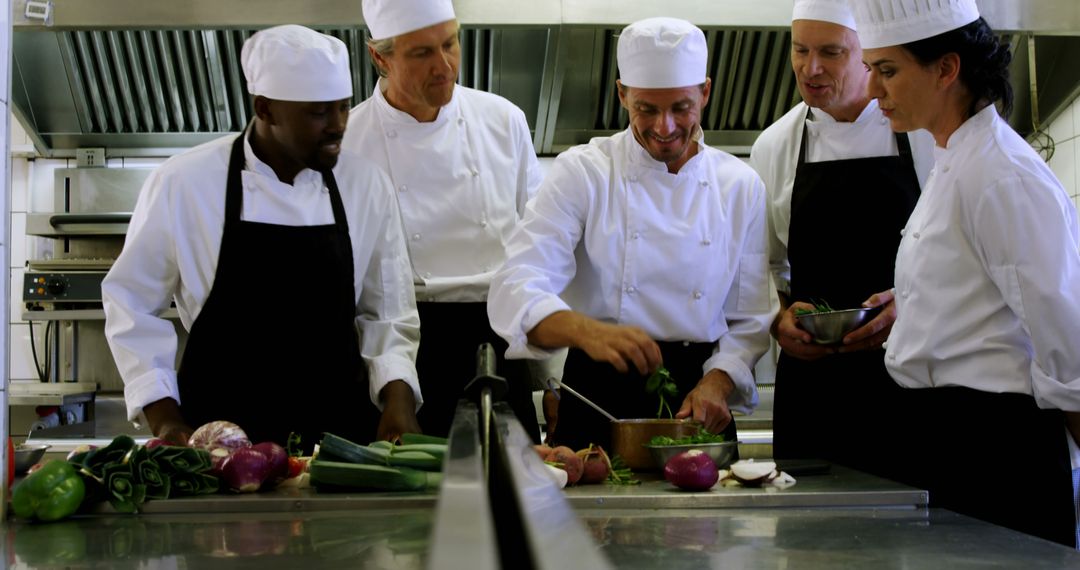 Professional Chefs Preparing Food in Commercial Kitchen - Free Images, Stock Photos and Pictures on Pikwizard.com