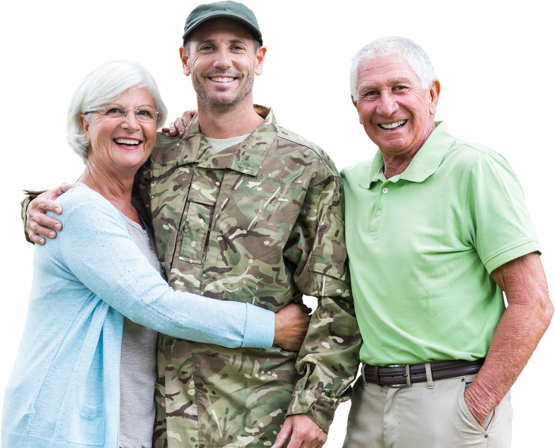 Happy Family Embracing With Military Son, Isolated on Transparent Background - Download Free Stock Images Pikwizard.com