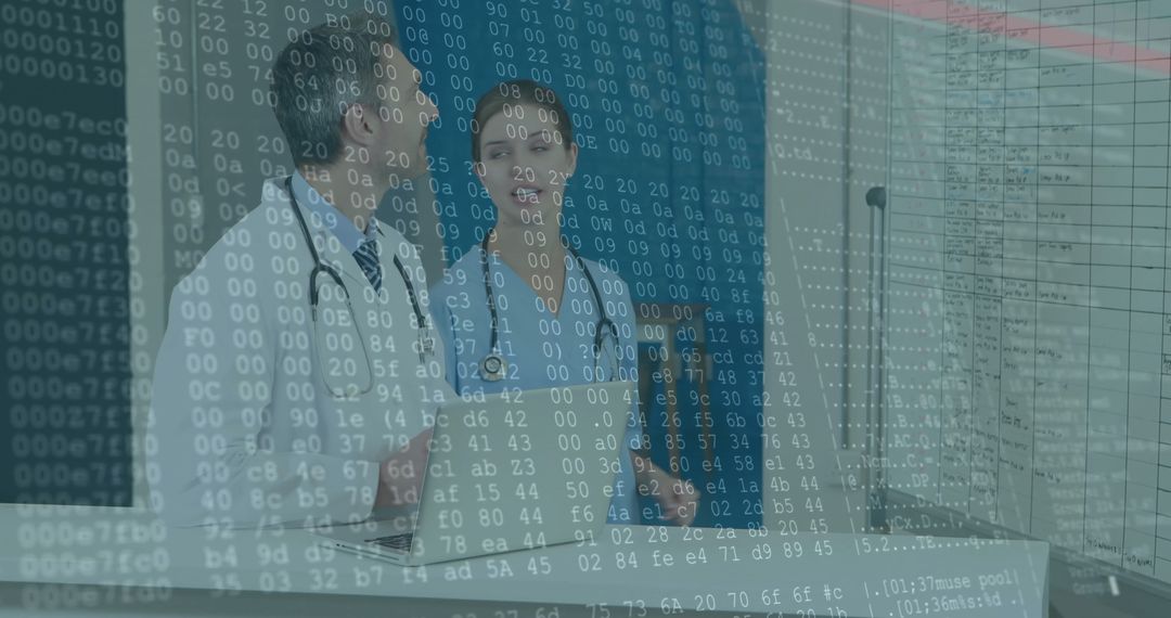 Doctors Discussing Data with Digital Overlays in Hospital Room