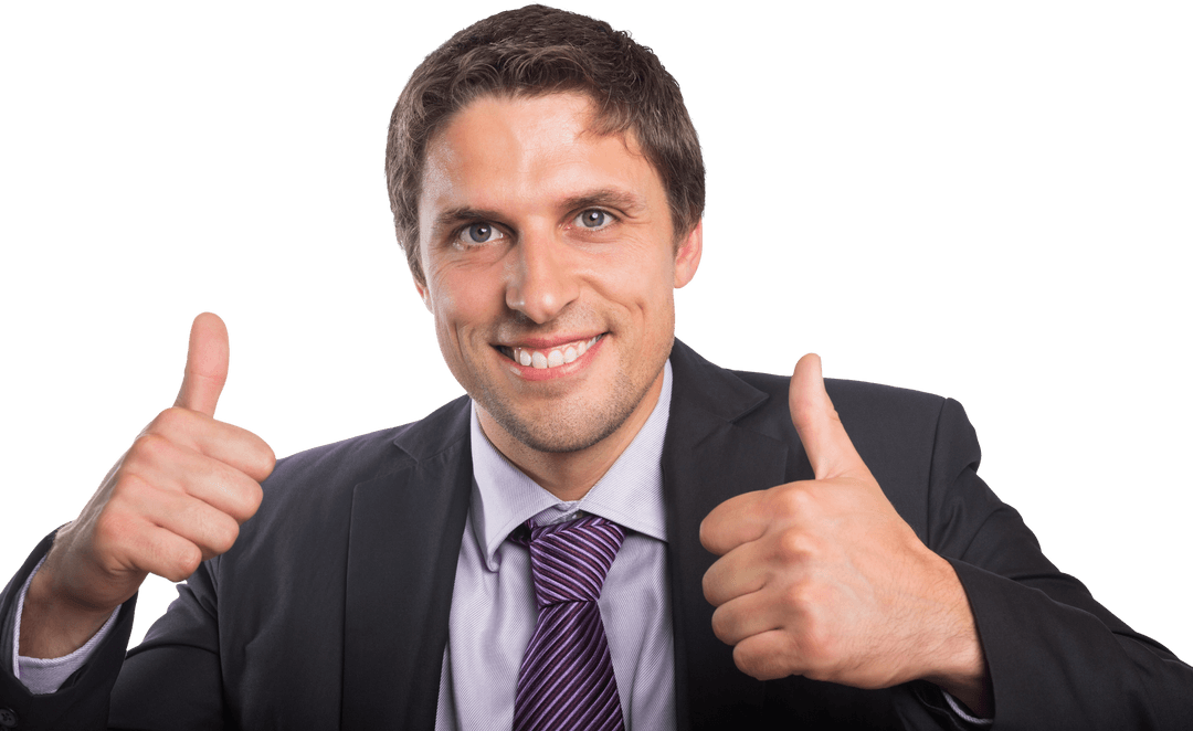 Transparent Thumbs Up Businessman Smiling Positively