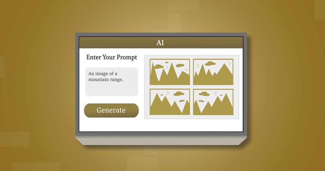 AI Interface Concept Display with Mountain Images
