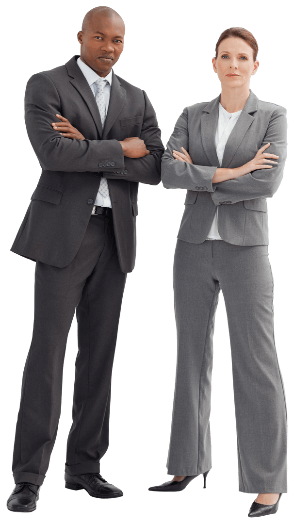 Professional Business Team Standing Confidently Transparent White Background