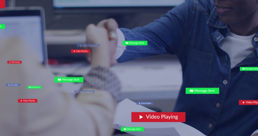 Diverse Coworkers Networking with Social Media Notifications