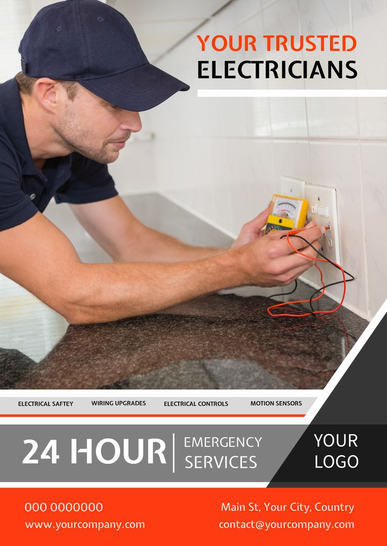 Professional Electrician Testing Wall Outlet for Safety Checks