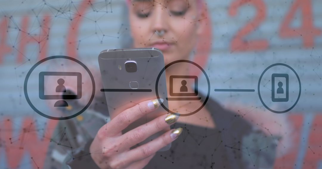 Caucasian Woman Engaging with Digital Technology Concepts